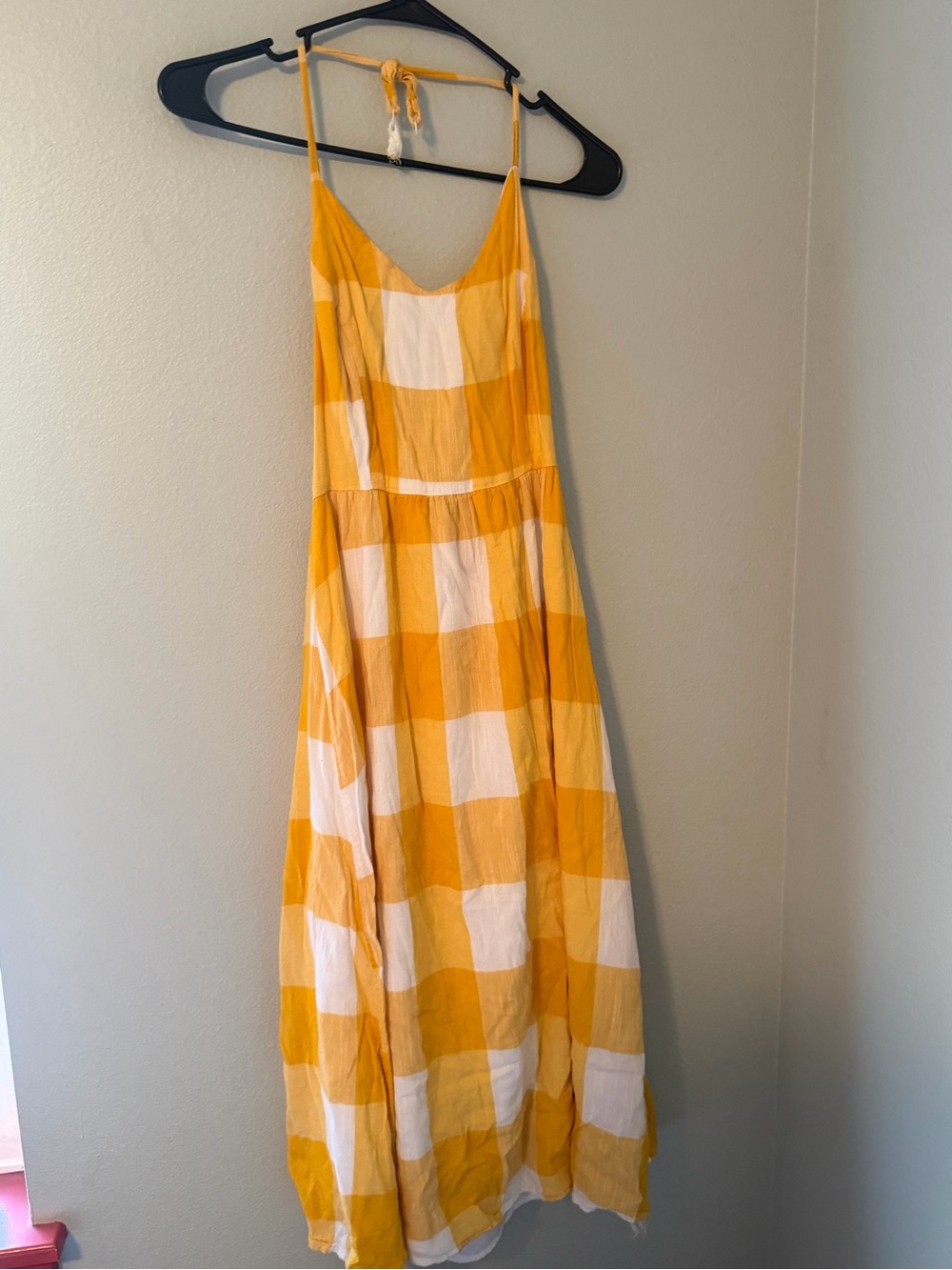 Old Navy Yellow and White Gingham Maxi Dress